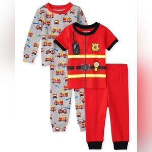 New With Tags Children's Place Unisex Firefighter Snug Fit Cotton 2 Pack Pajamas